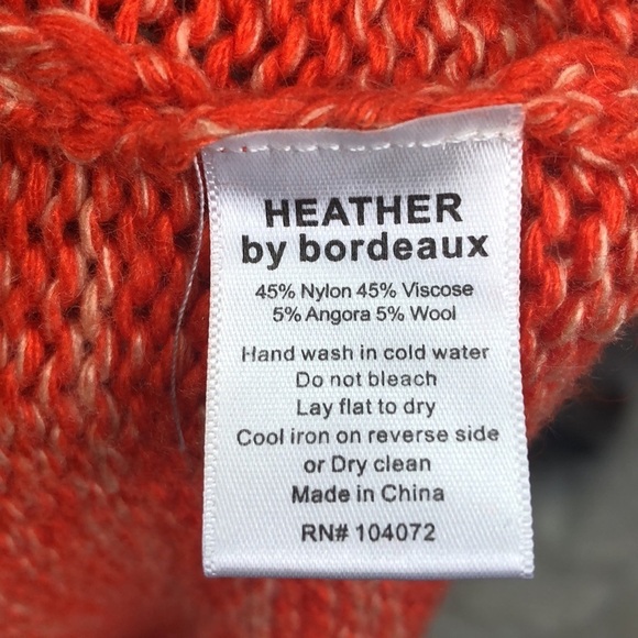 Heather by Bordeaux Nordstrom Medium Orange Knit Sweater Scoop Neck Long - Picture 7 of 8